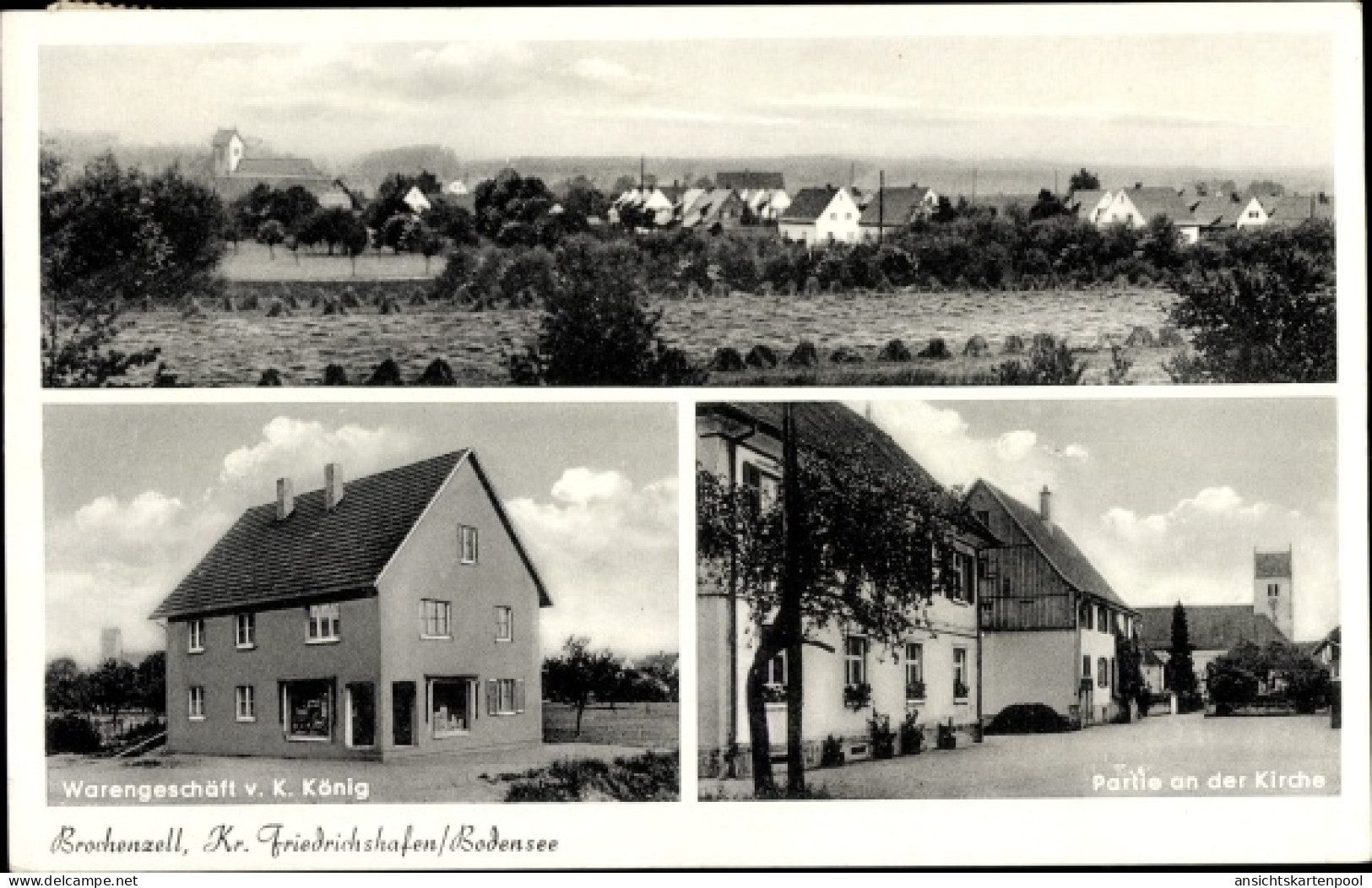 CPA Brochenzell Meckenbeuren in Oberschwaben Württemberg, Geschäft, Panorama