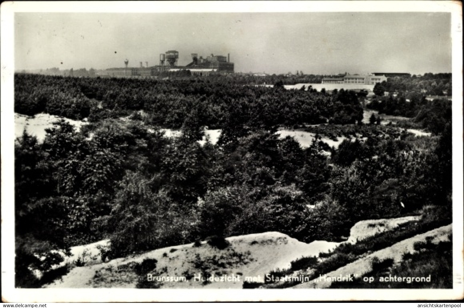 CPA Brunssum Limburg Niederlande, Heidezicht met Staatsmijn Hendrik