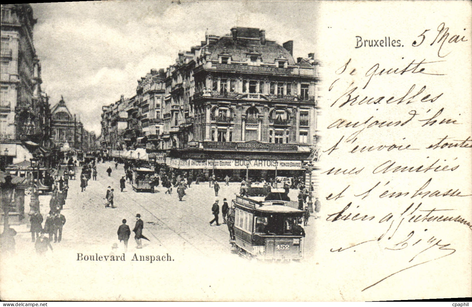 CPA Bruxelles Boulevard Anspach Tramway