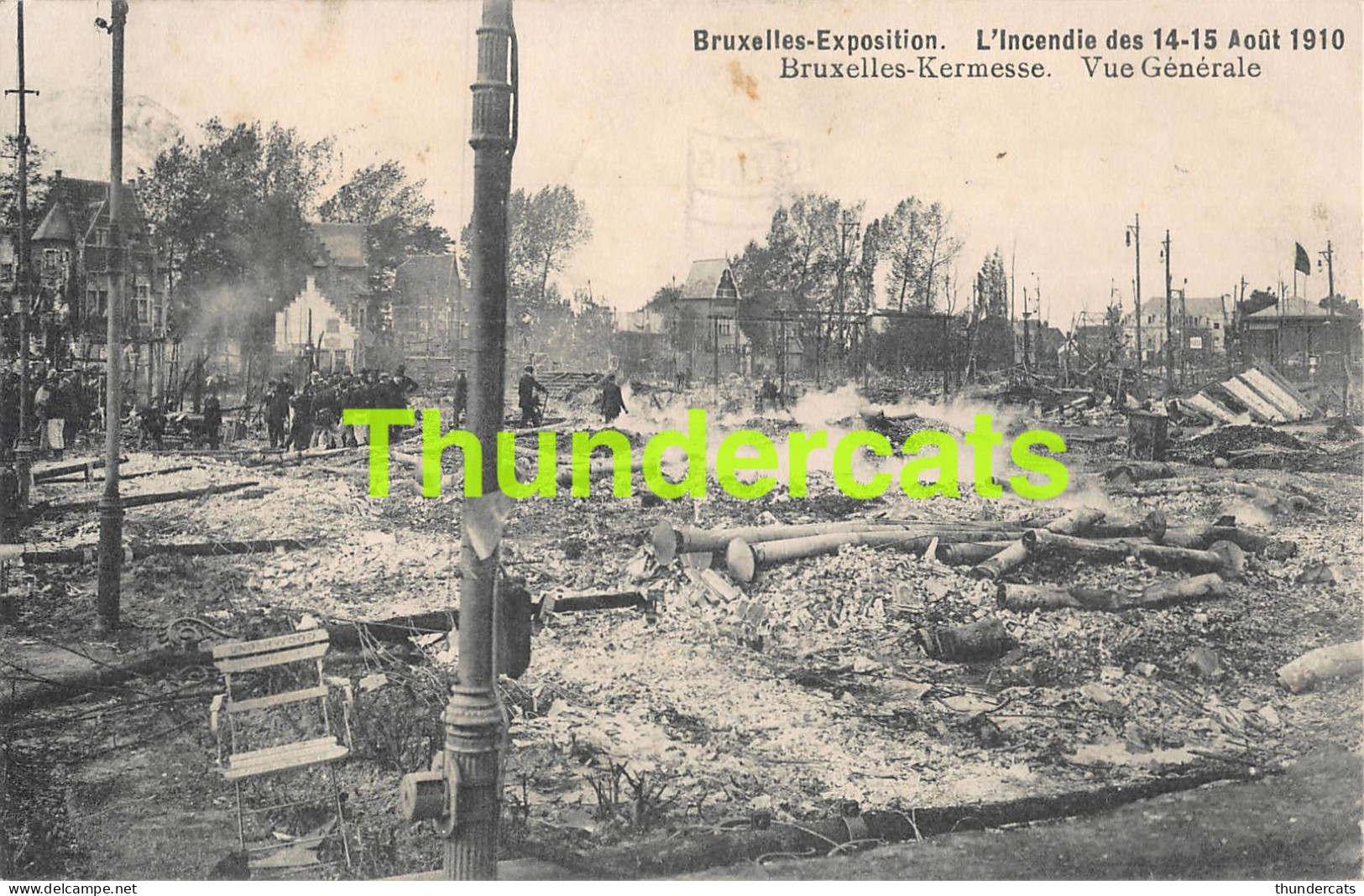 CPA BRUXELLES EXPOSITION L'INCENDIE DES 14 15 AOUT 1910 SAPEUR POMPIER BRANDWEER