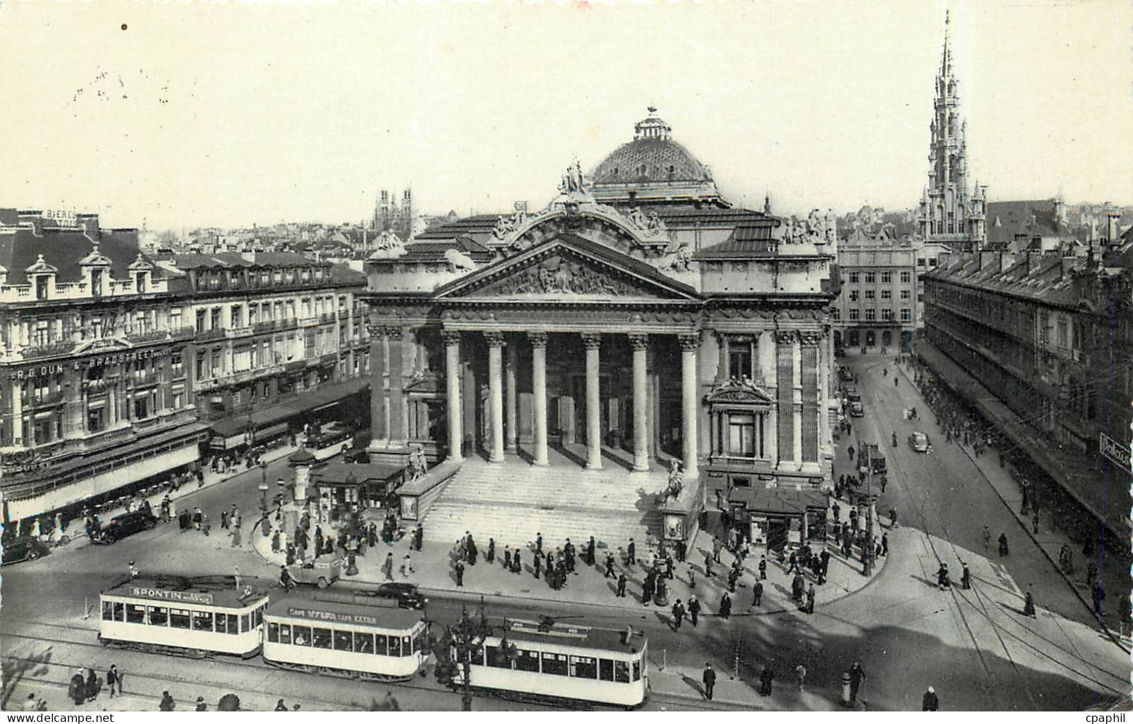 CPA Bruxelles La Bourse Tramway