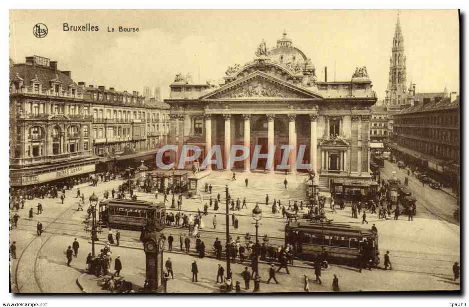 CPA Bruxelles La Bourse Tramway