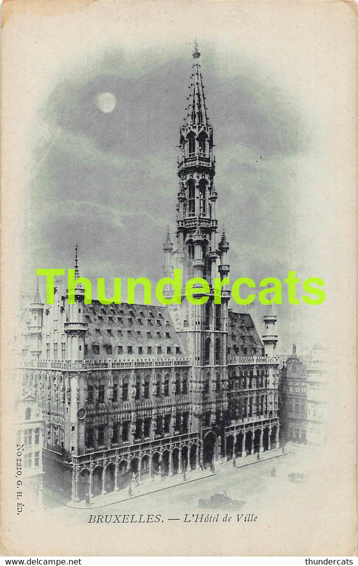 CPA BRUXELLES LA NUIT BIJ NACHT NIGHT LUNE MOON MAAN  L'HOTEL DE VILLE
