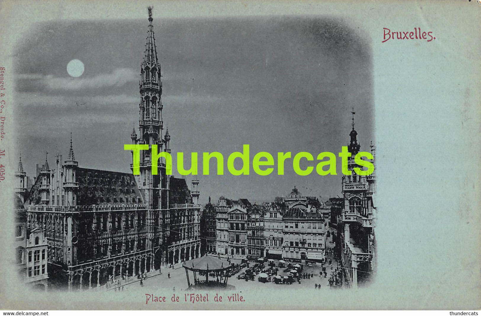 CPA BRUXELLES LA NUIT BIJ NACHT NIGHT LUNE MOON MAAN PLACE DE L'HOTEL DE VILLE