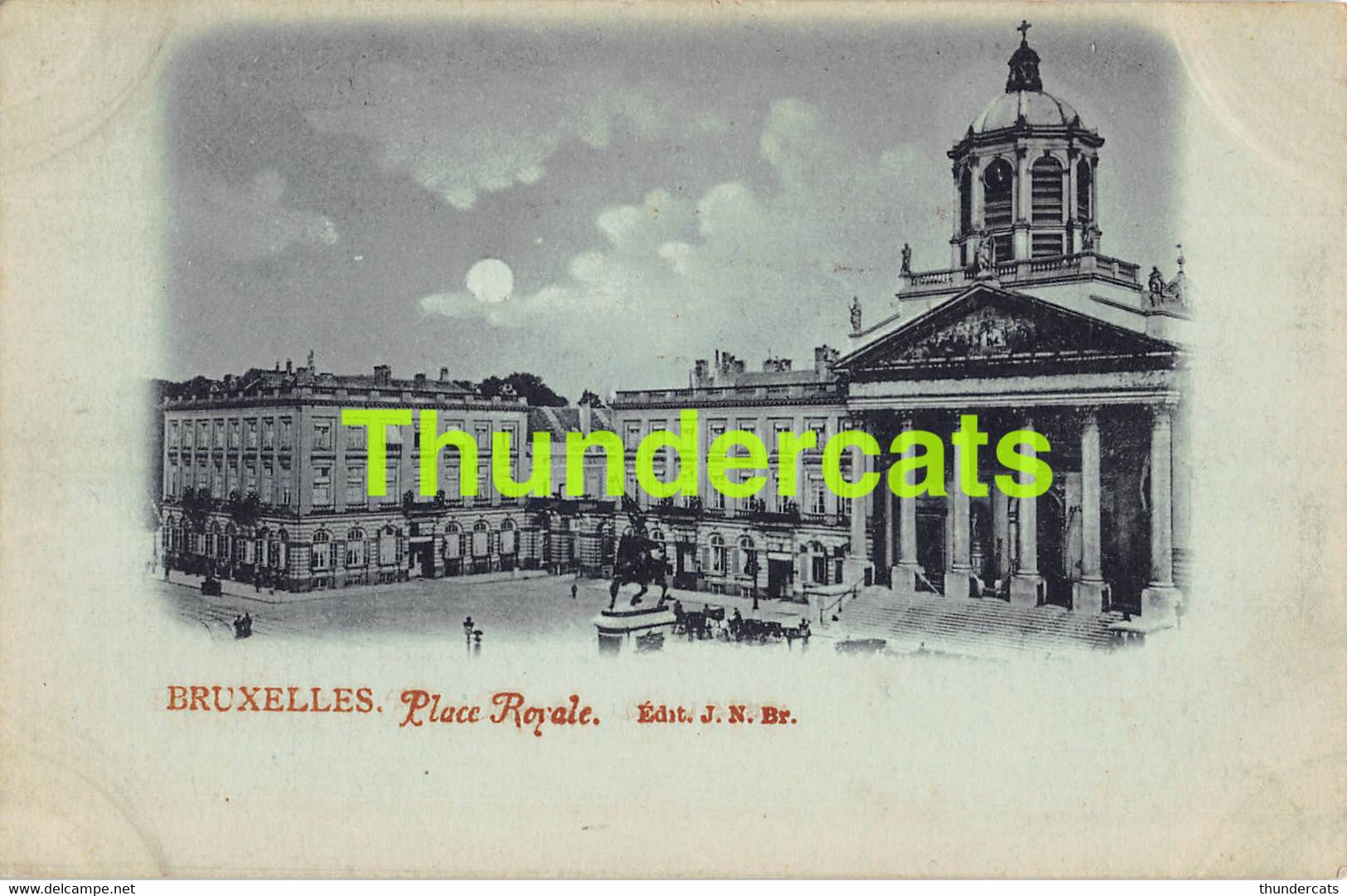 CPA BRUXELLES LA NUIT BIJ NACHT NIGHT LUNE MOON MAAN  PLACE ROYALE