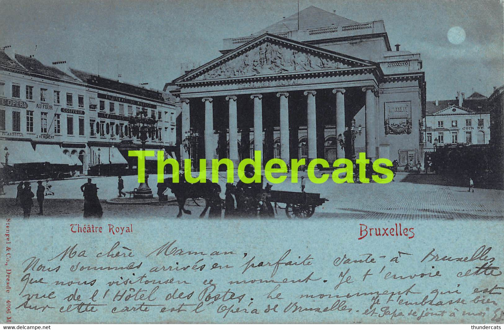 CPA BRUXELLES LA NUIT BIJ NACHT NIGHT LUNE MOON MAAN  THEATRE ROYAL