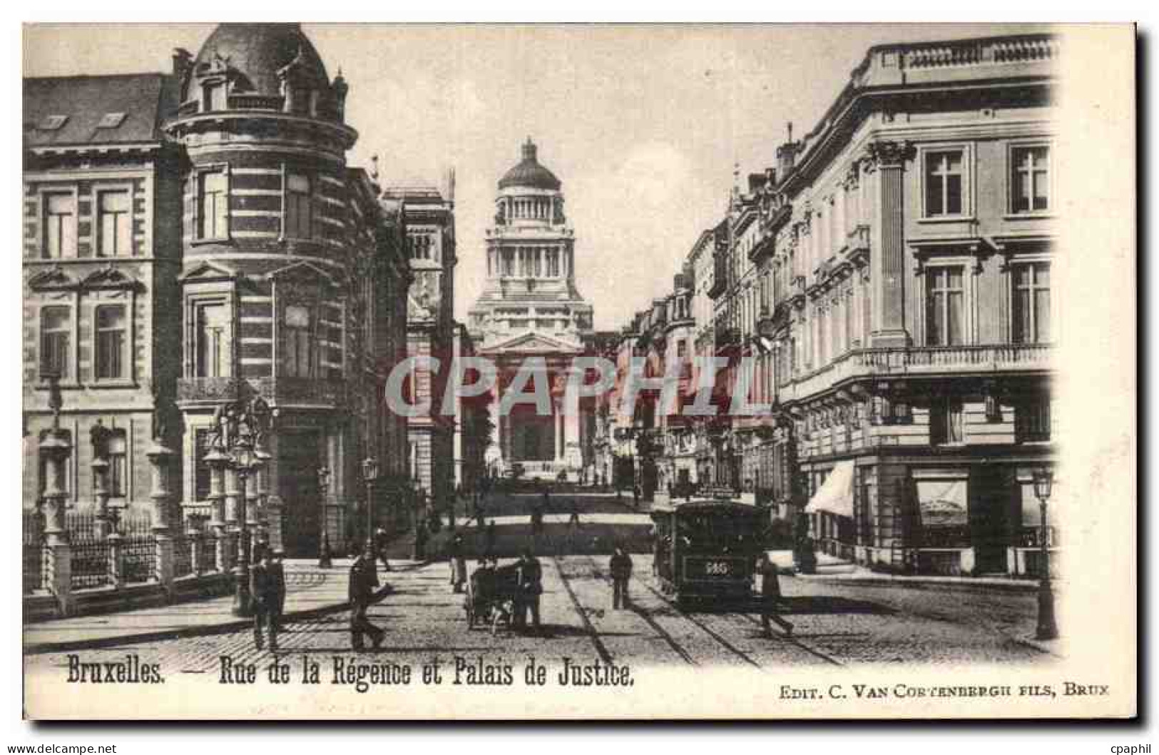 CPA Bruxelles Rue de la Regence et Palais de Justice
