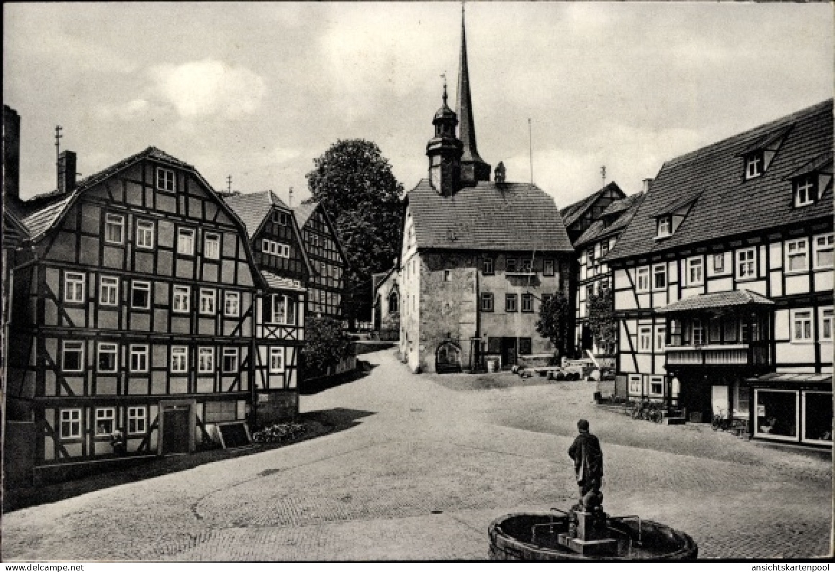 CPA Burgenstadt Schlitz Vogelsbergkreis, Fachwerkhäuser am Markt