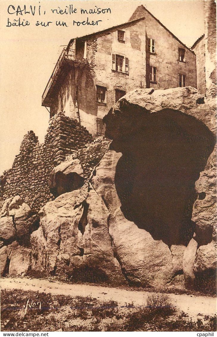 CPA Calvi vieille maison batie sur un rocher