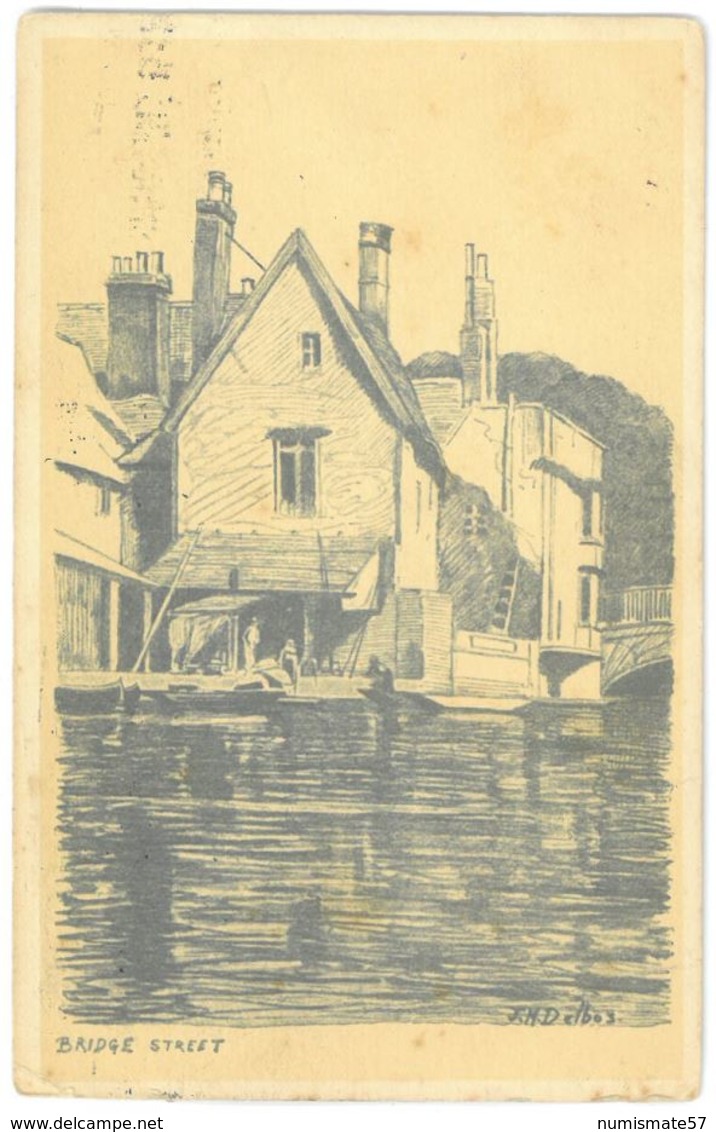 CPA CAMBRIDGE - Bridge Street - Illustrateur J.H. Delbos - Pub. W. Heffer & Sons , Cambridge