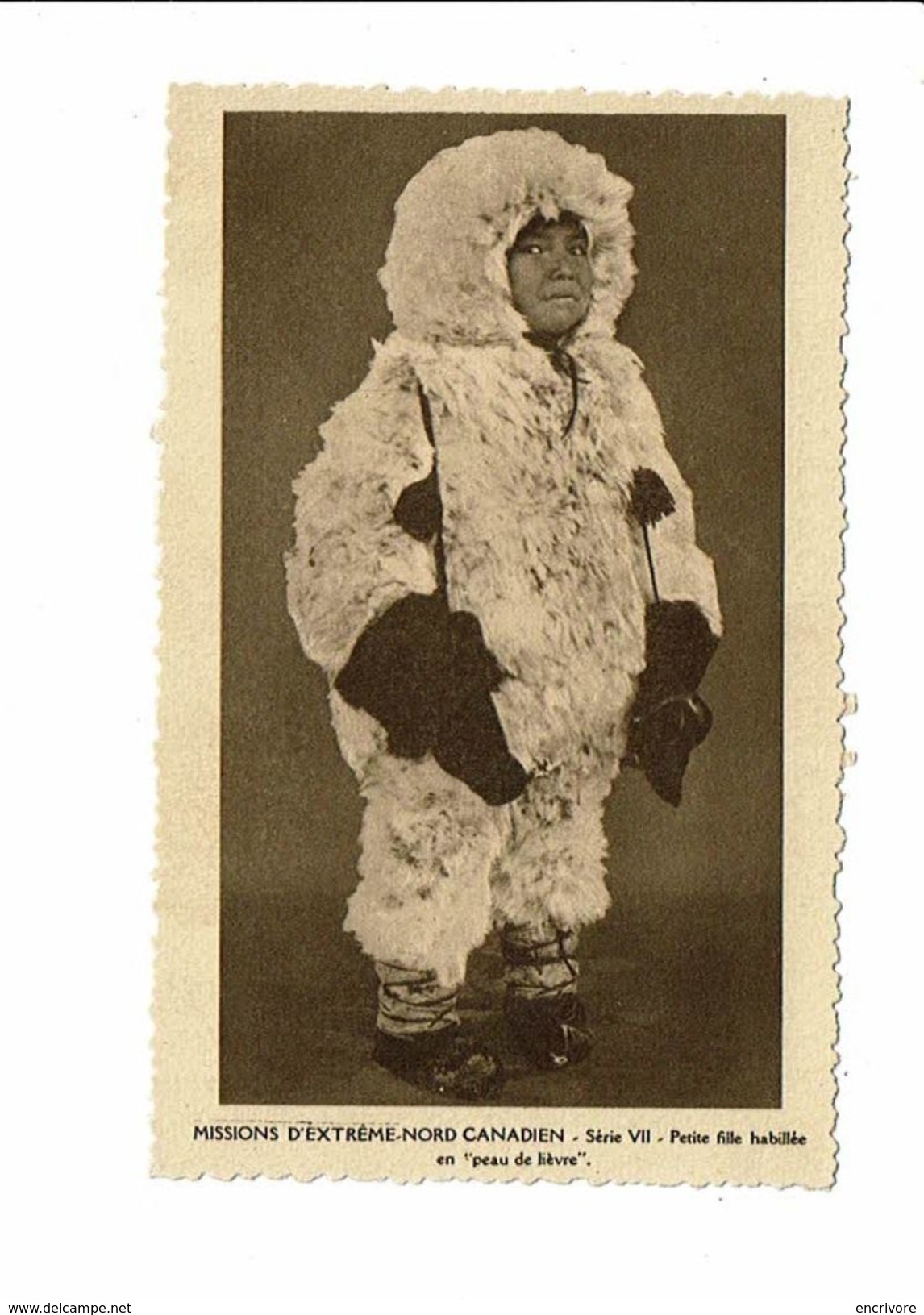 cpa CANADA Missions Extrème Nord canadien Petite fille en Peau de lièvre série VII Missionnaires Oblats Marie Immaculée