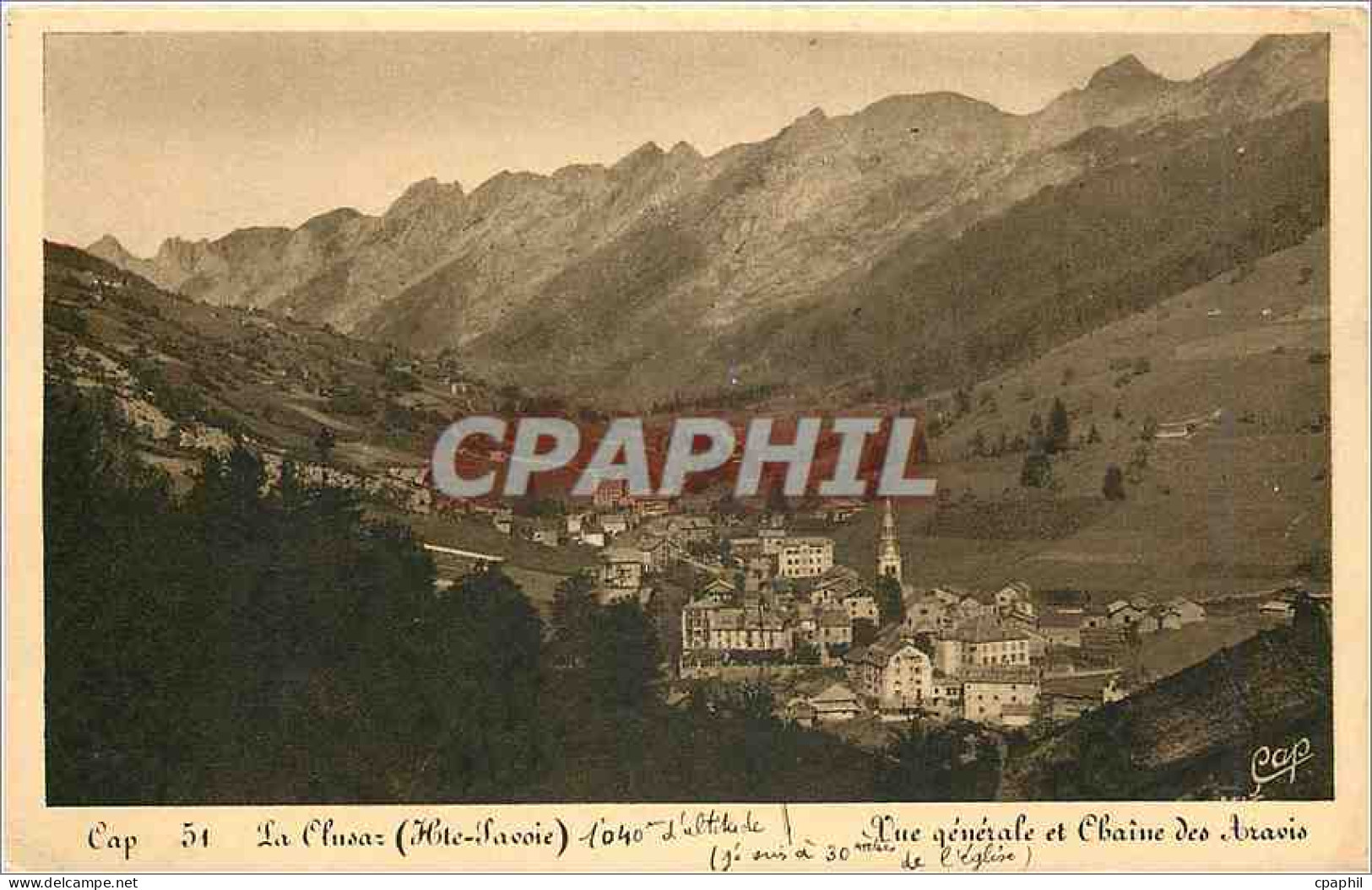 CPA Cap 51 La Clusaz the Savoie Vue generale e la chine des Aravis