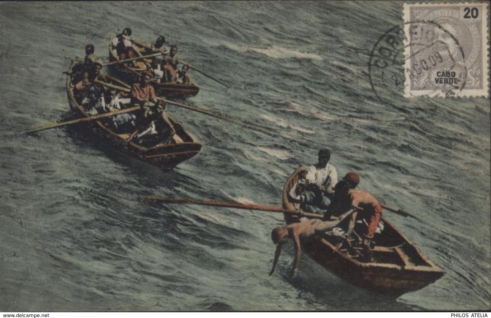 CPA Cap vert Mergulhadores S Vicente Cabo Verde Giuseppe Frusoni UPU Cap vert Voyagée 1909