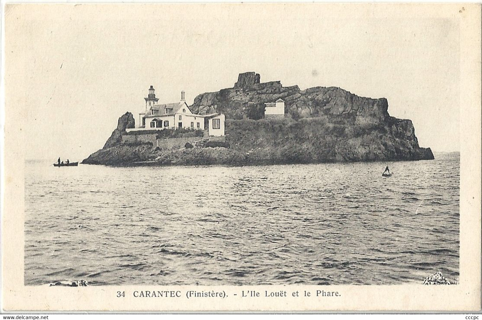 CPA Carantec L'Ile Louët et le Phare