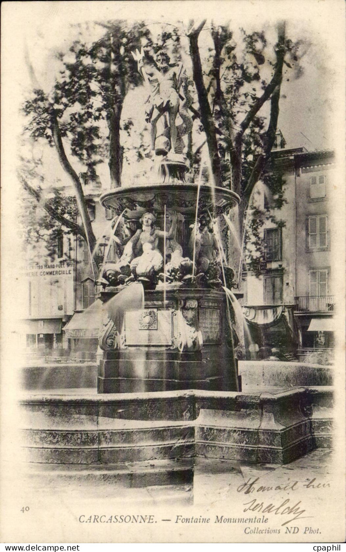 CPA Carcassonne Fontaine monumentale