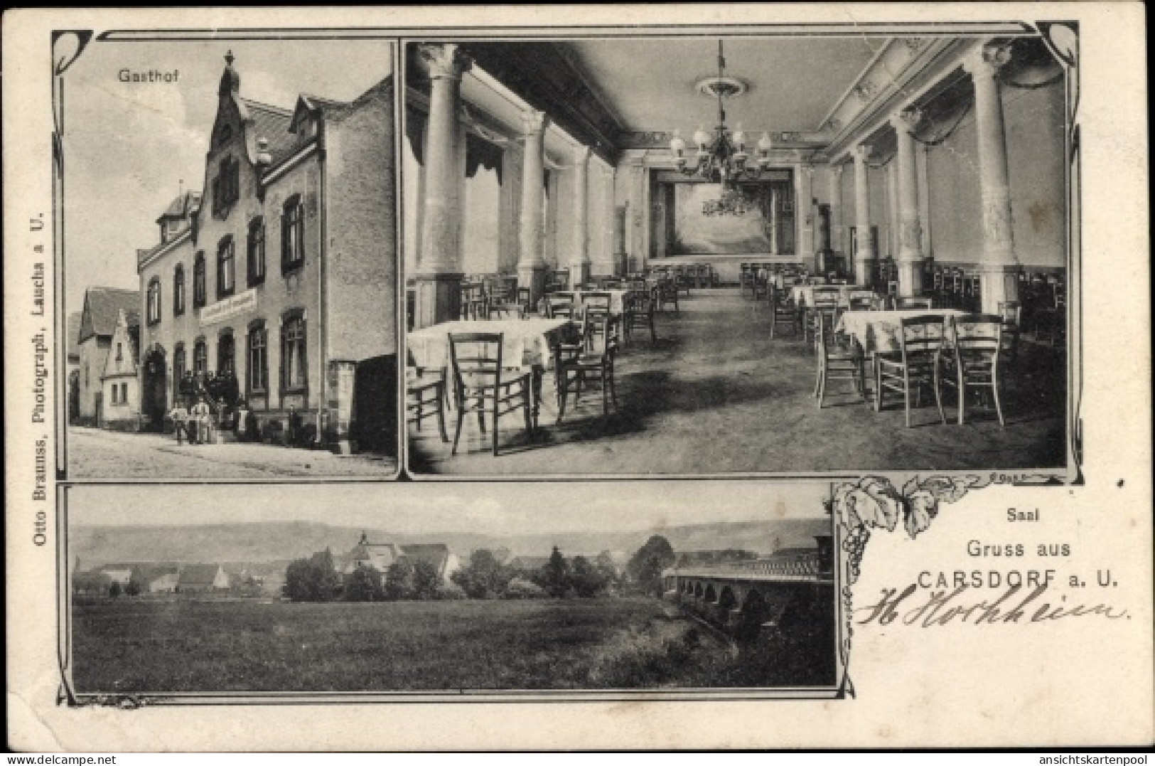 CPA Carsdorf Karsdorf an der Unstrut, Panorama, Gasthof, Saal