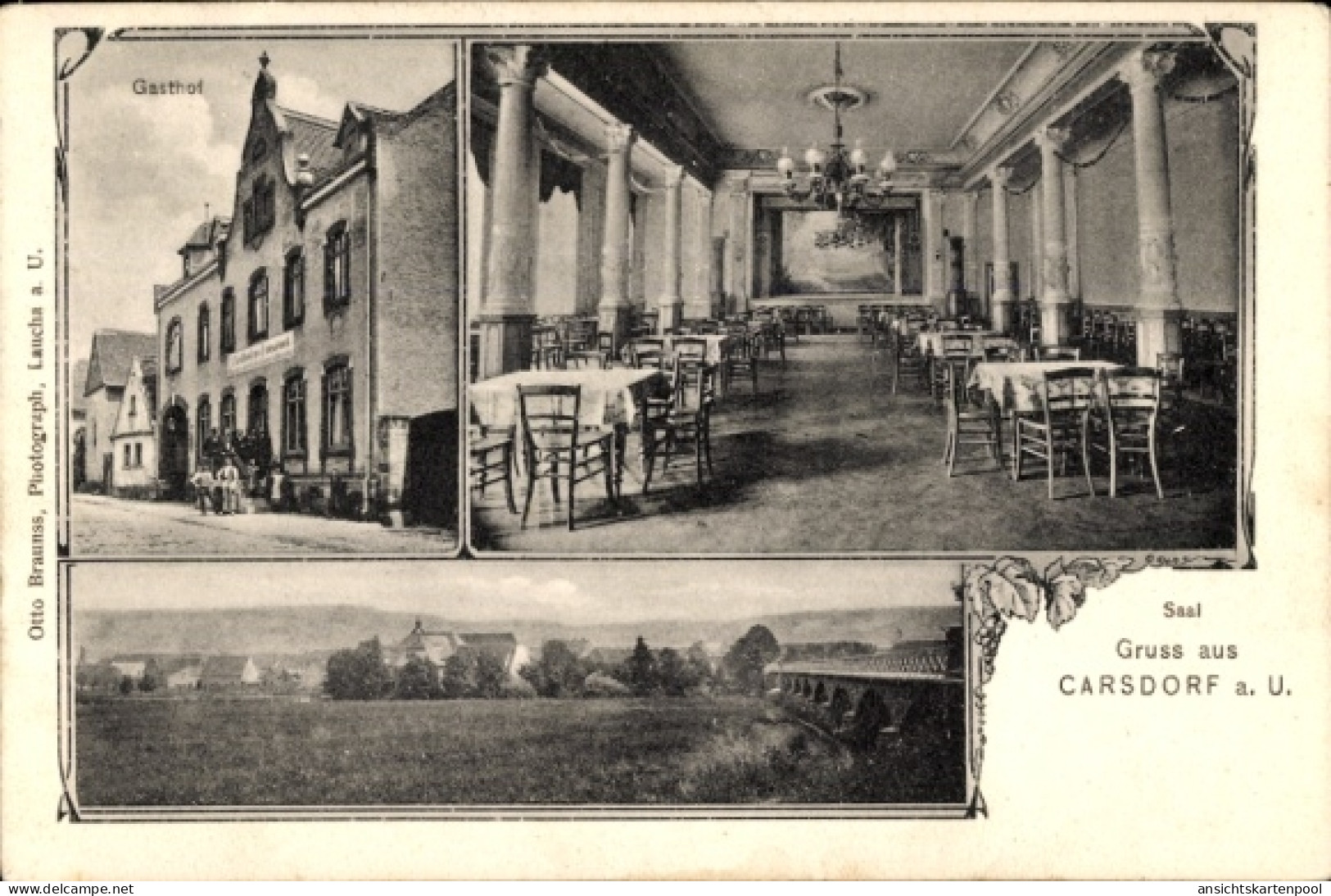 CPA Carsdorf Karsdorf an der Unstrut, Panorama, Gasthof, Saal