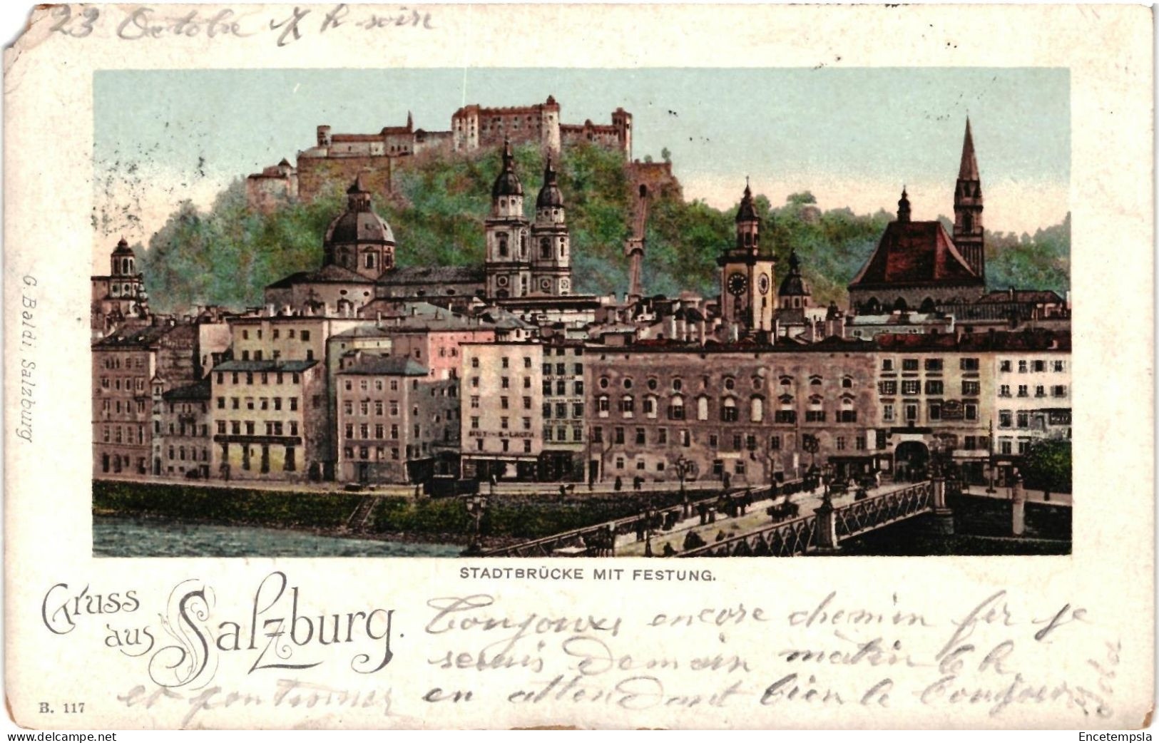 CPA Carte Postale Autriche Salzbourg Gruss aus Salzbourg  Stadbrücke mit Festung 1901 VM99919