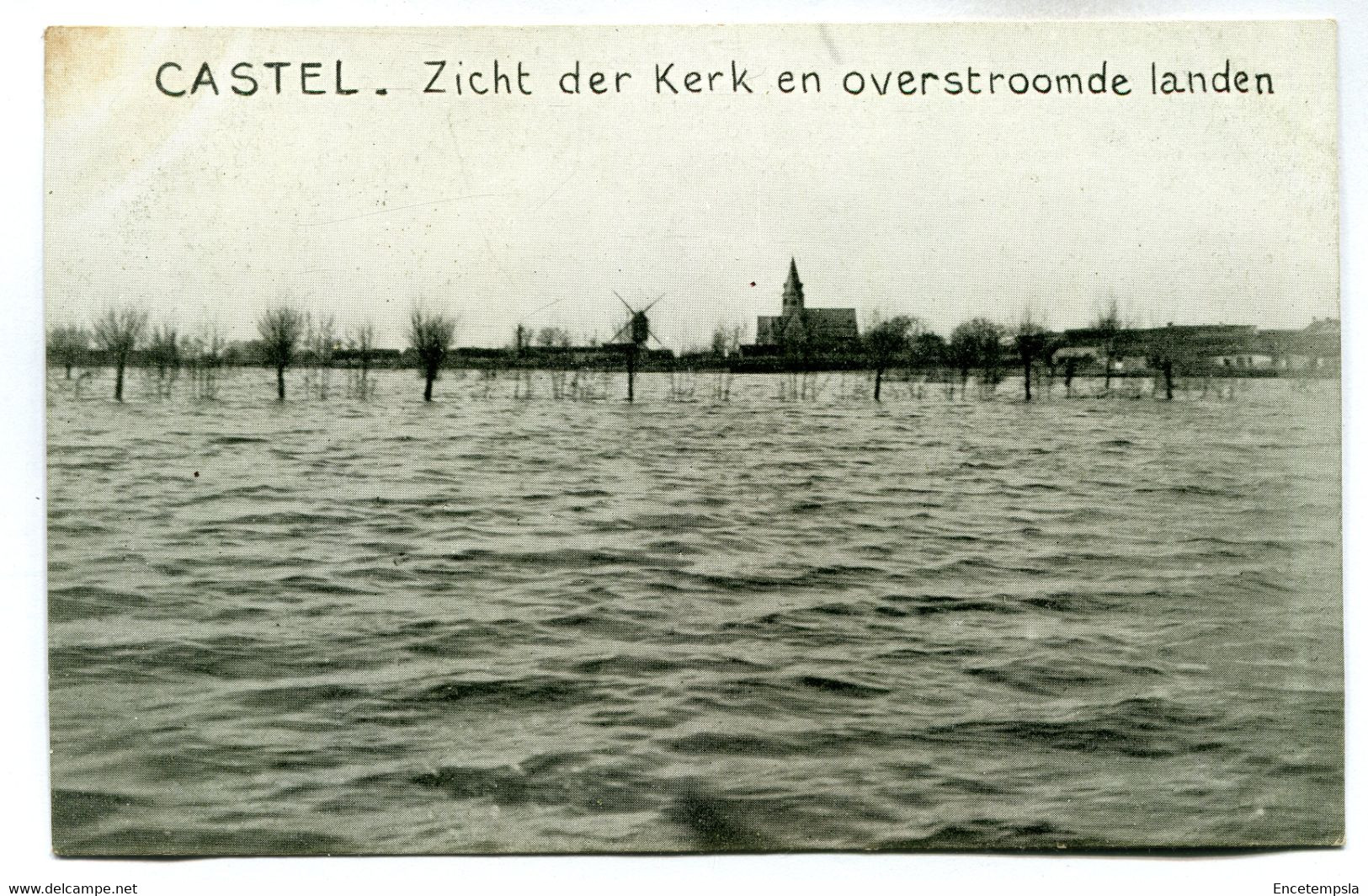 CPA -  Carte Postale - Belgique - Castel - Zicht der kerk en overstroomde landen (BR14452)