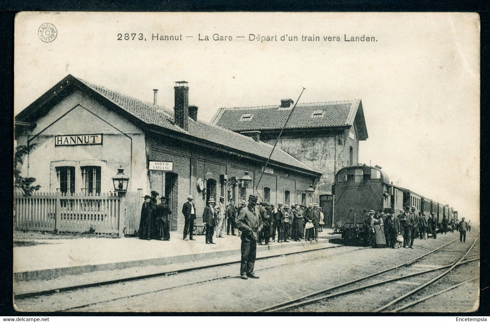 CPA - Carte Postale - Belgique - Hannut - La Gare - Départ d'un Train vers Landen - 1912 (CP20481OK)