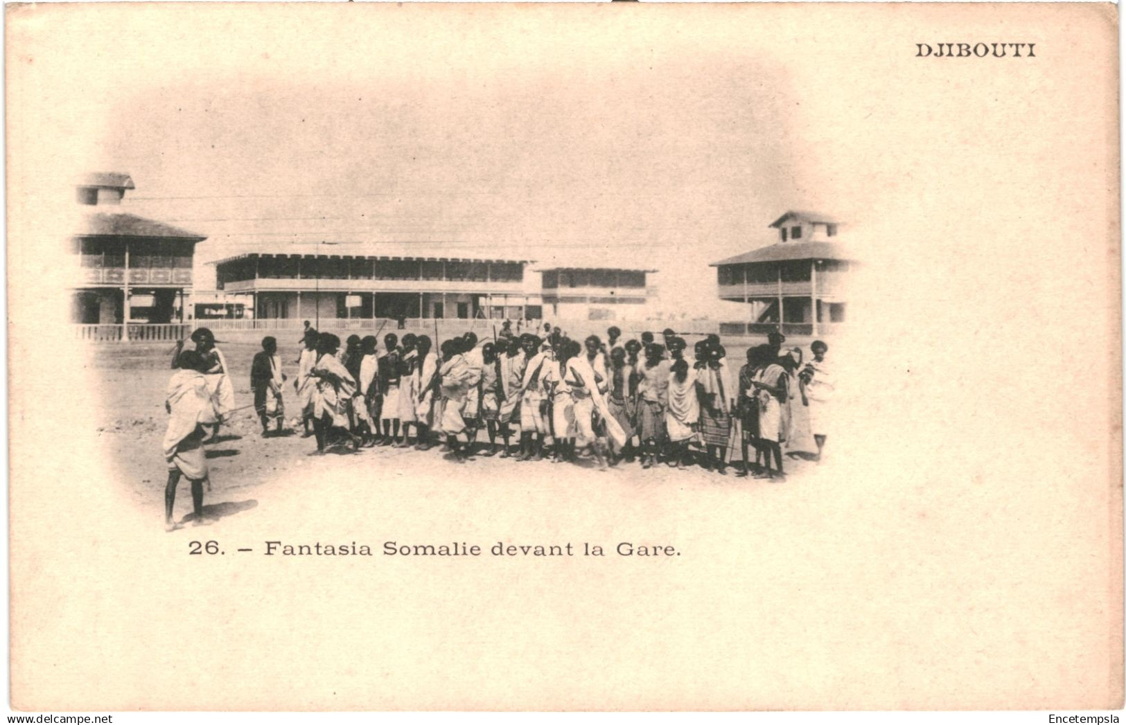 CPA  Carte Postale  Djibouti   Fantasia Somalie devant la gare début 1900 VM87151