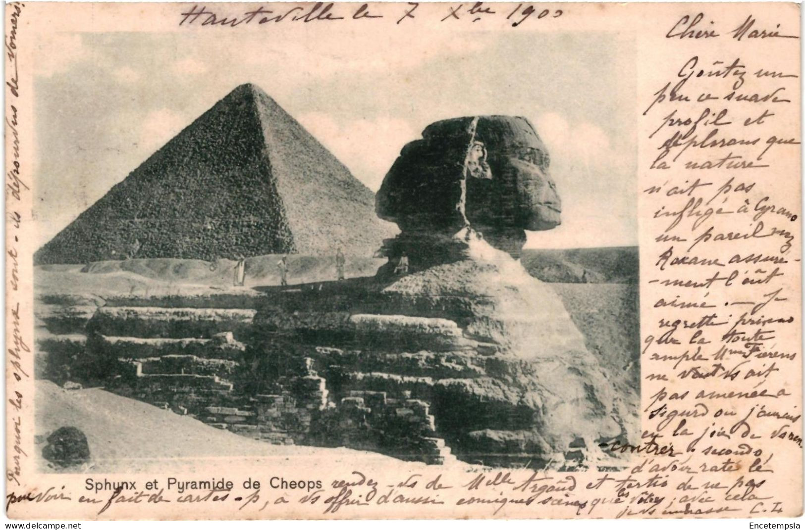 CPA Carte Postale Egypte Giseh Sphynx et Pyramide de Cheops 1900-VM100534