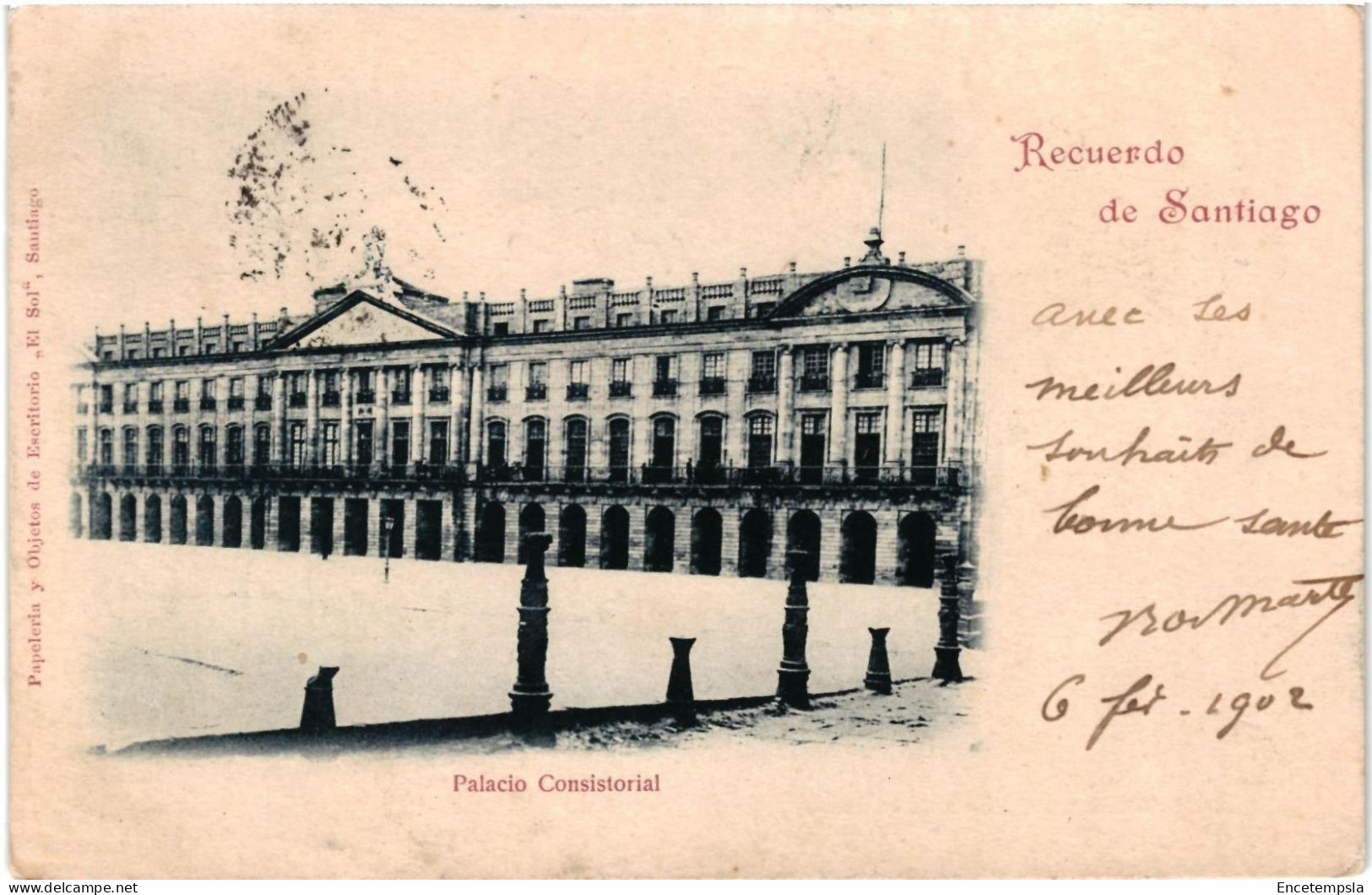 CPA Carte Postale Espagne Recuerdo de SANTIAGO DE COMPOSTELA - Palacio Consistorial 1902 VM98104ok