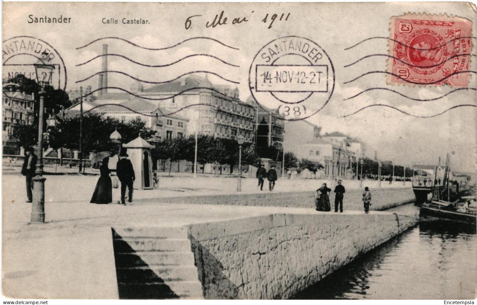 CPA  Carte Postale Espagne Santander Calle Castelar  1911  VM106269ok