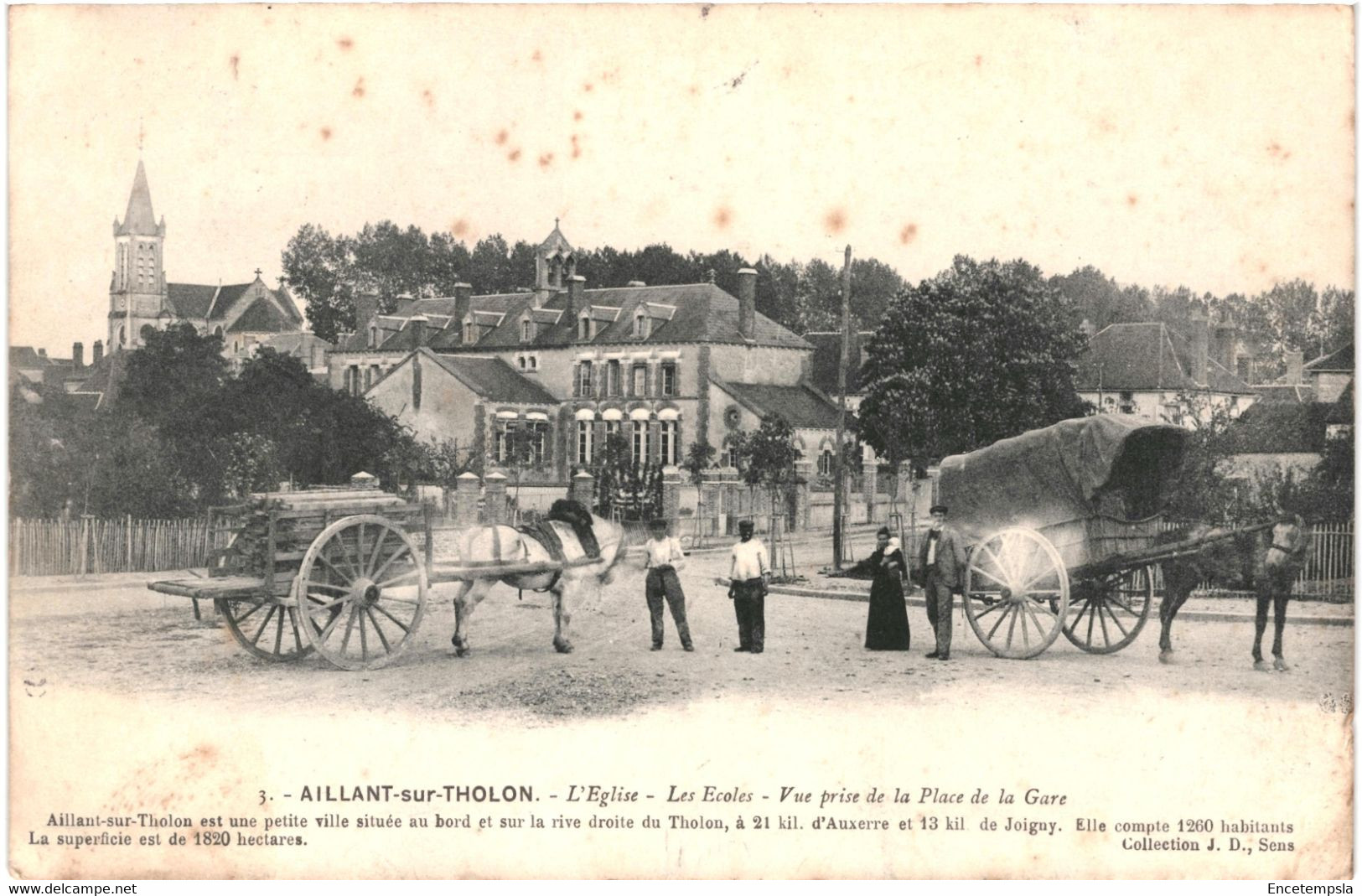 CPA- Carte Postale -France Aillant sur Tholon-L'église l'école  Vue prise de la gare 1908 VM42905ok+