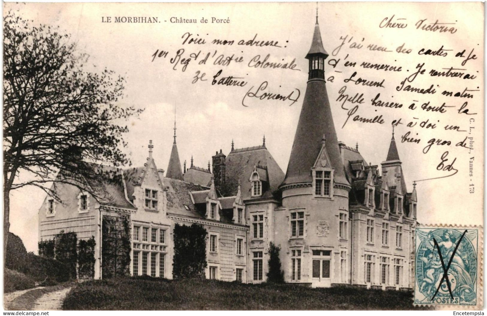 CPA Carte Postale France  Arradon Château de Porcé  début 1900  VM103225