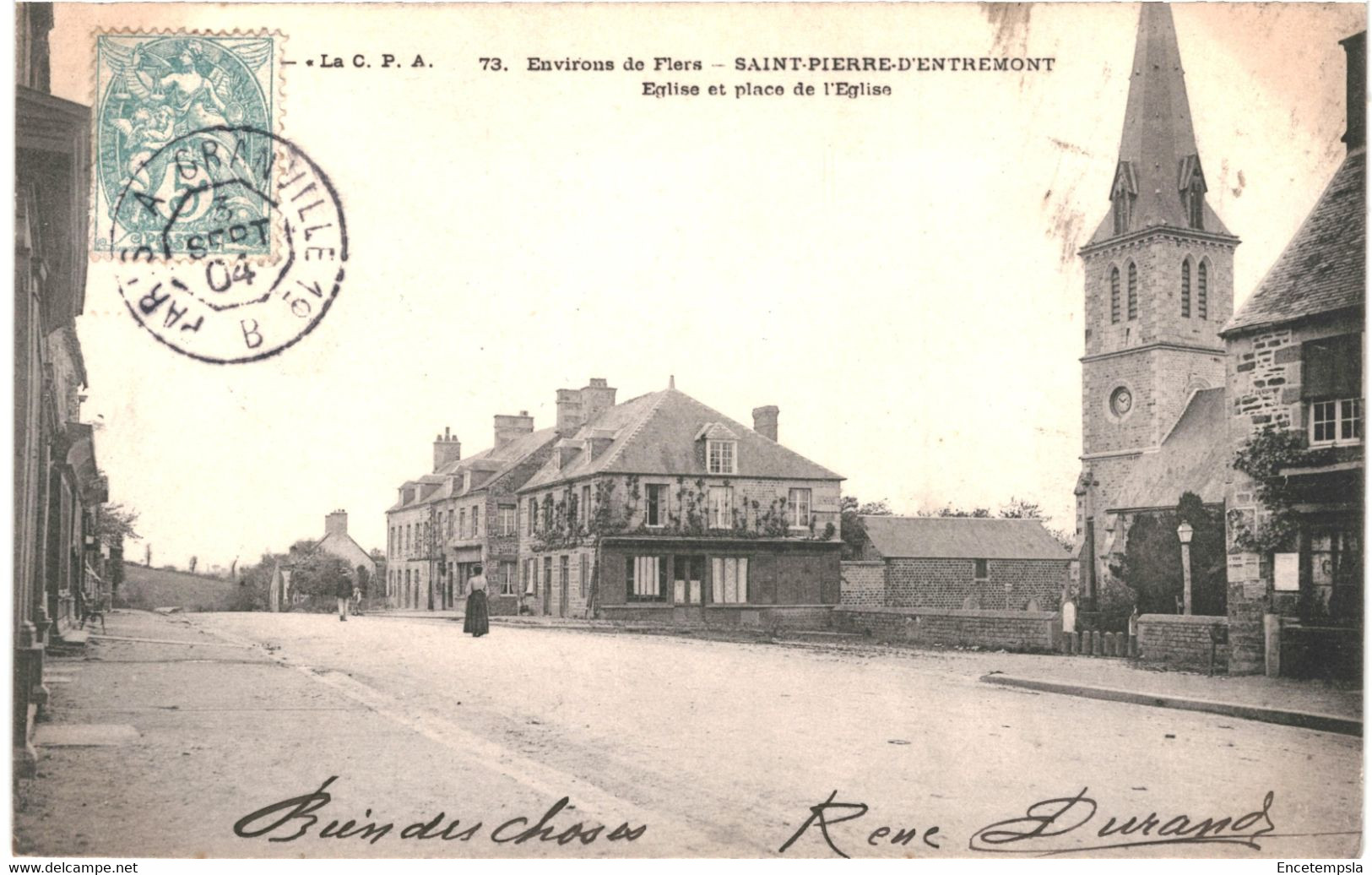 CPA Carte  Postale France-Flers - environs - Saint Pierre d'Entremont Eglise et place de l'église   VM47177ok