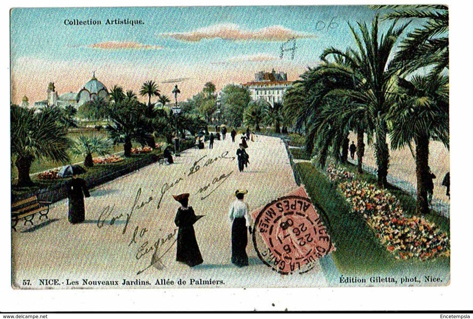CPA-Carte postale-FRANCE- Nice- Les nouveaux jardins -Allée de Palmiers 1906-VMO16589
