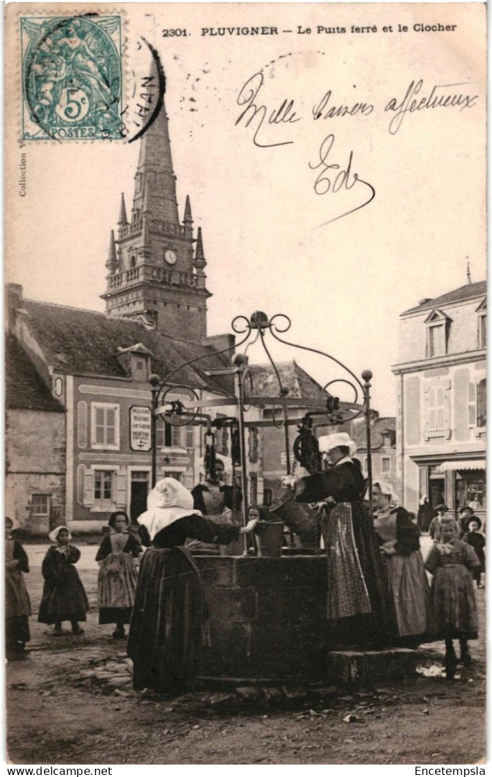 CPA Carte Postale France Pluvigner Le Puits ferré et le clocher 1904   VM103503