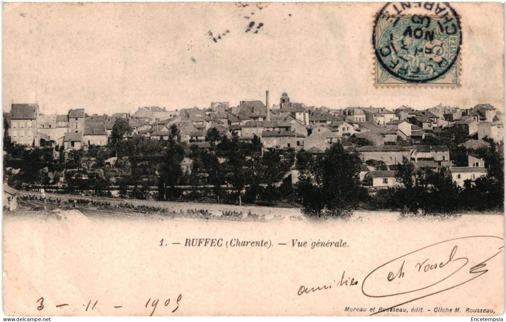 CPA   Carte Postale France Ruffec vue générale 1909   VM107319