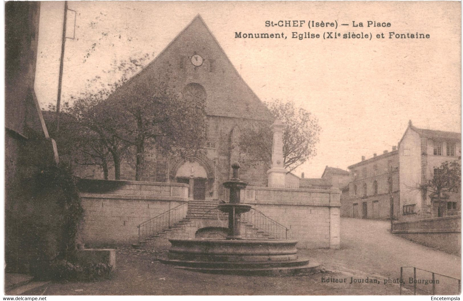 CPA Carte Postale  France Saint-Chef  La Place Monument l'église la Fontaine1922 VM59538ok