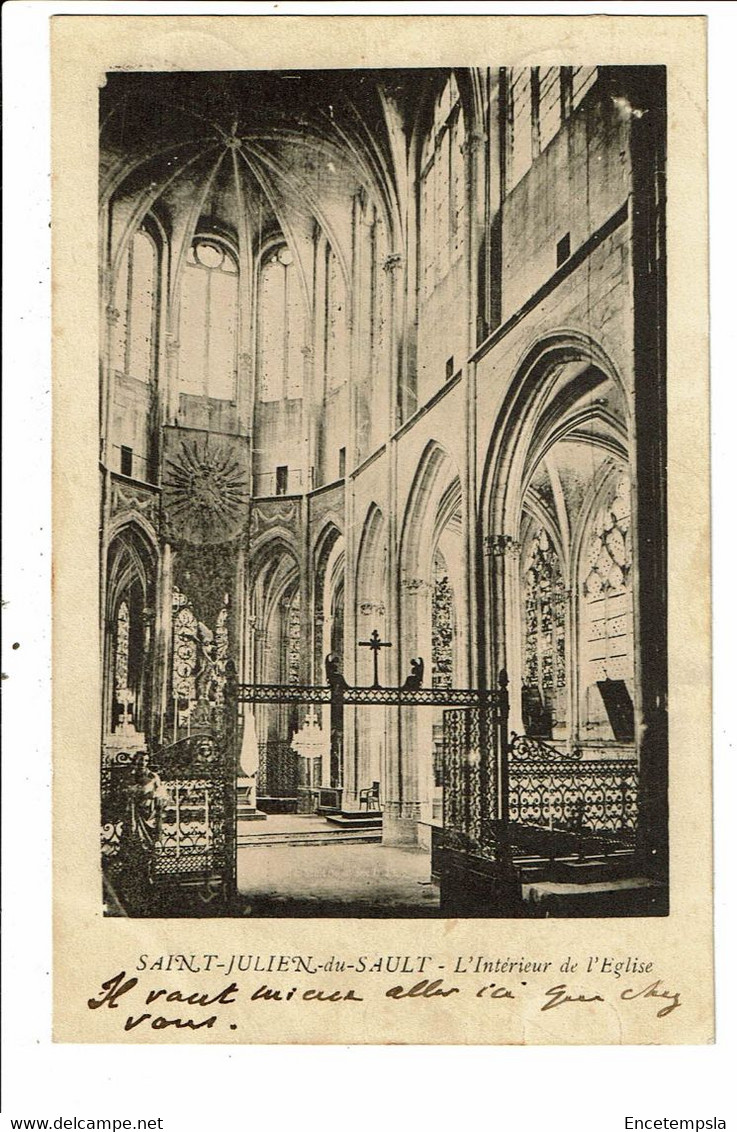 CPA-Carte  Postale France Saint-Julien-du-Sault- Intérieur de l'église-1903-VM28071