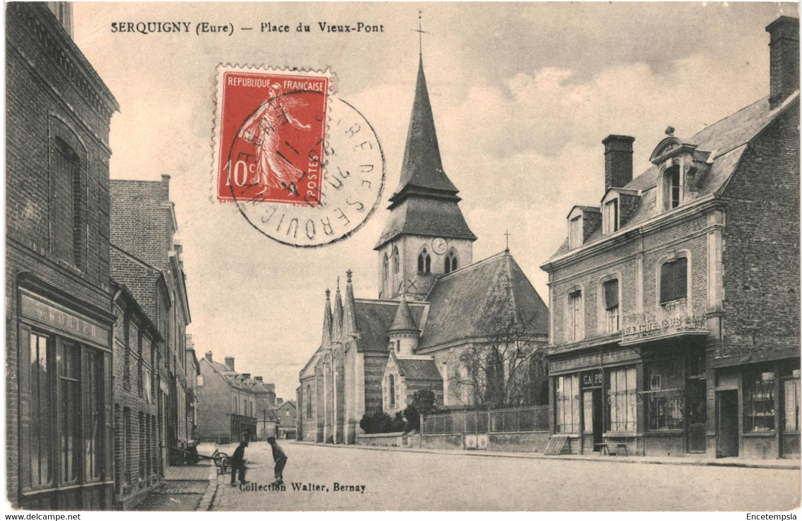 CPA Carte Postale France Serquigny Place du Vieux Pont 1911 VM60024ok
