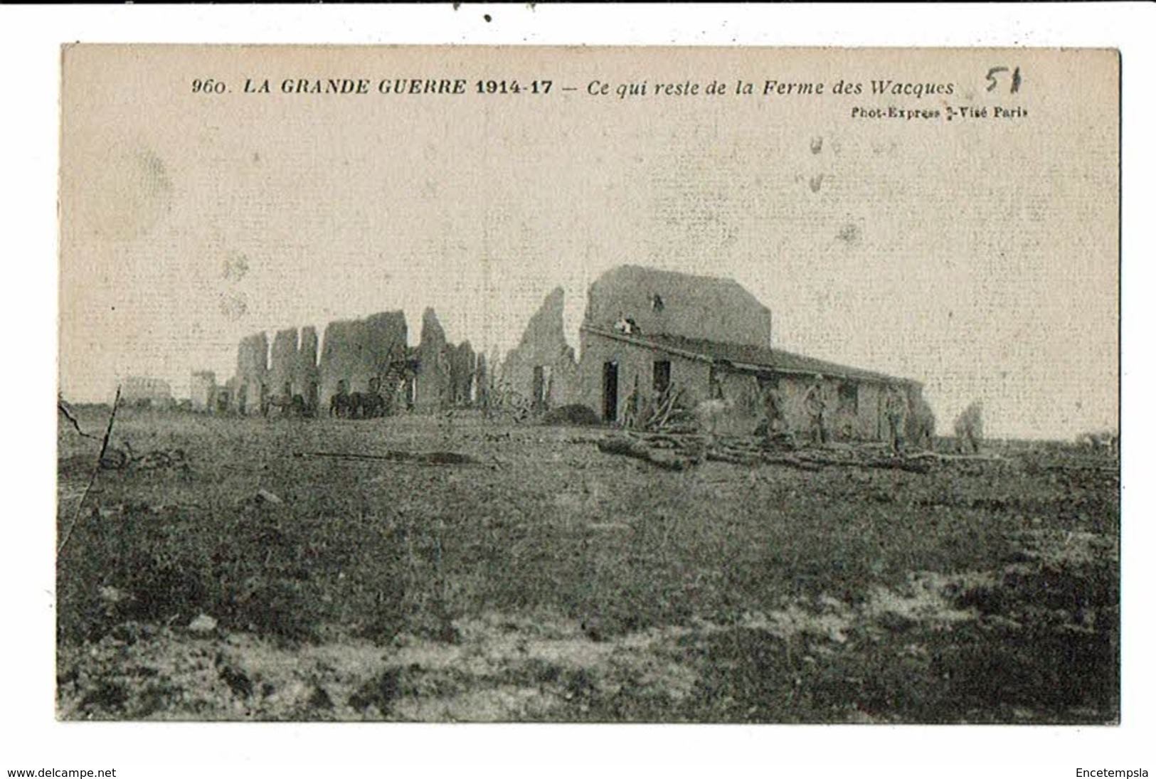 CPA-carte postale-FRANCE- Souain-Perthes-lès-Hurlus, Restes de la Ferme des Wacques 1914-1918 VMO15965
