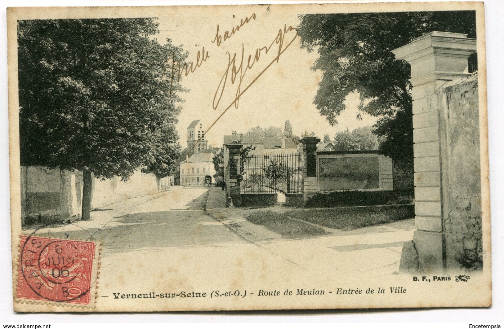 CPA - Carte Postale - France - Verneuil sur Seine - Route de Meulan - Entrée de la Ville - 1906 (D13306)