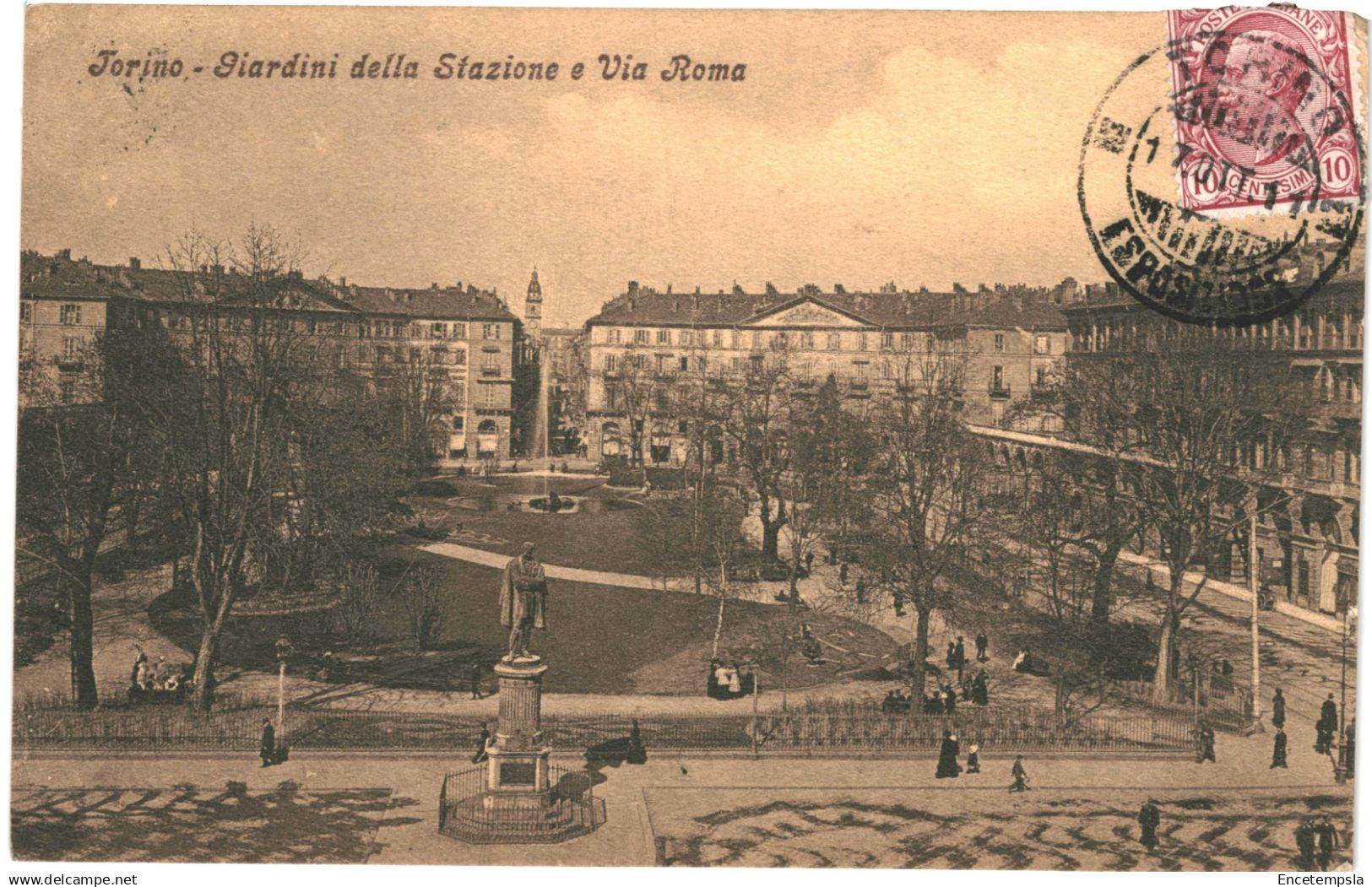 CPA Carte postale Italie  Torino  Giardini  della Statzione e via Roma 1911 VM90386