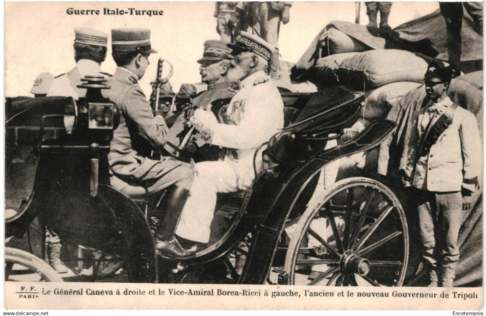 CPA Carte postale Libye Tripoli Guerre Italo Turque général Caneva et vice amiral Borea-Ricci  VM95558ok