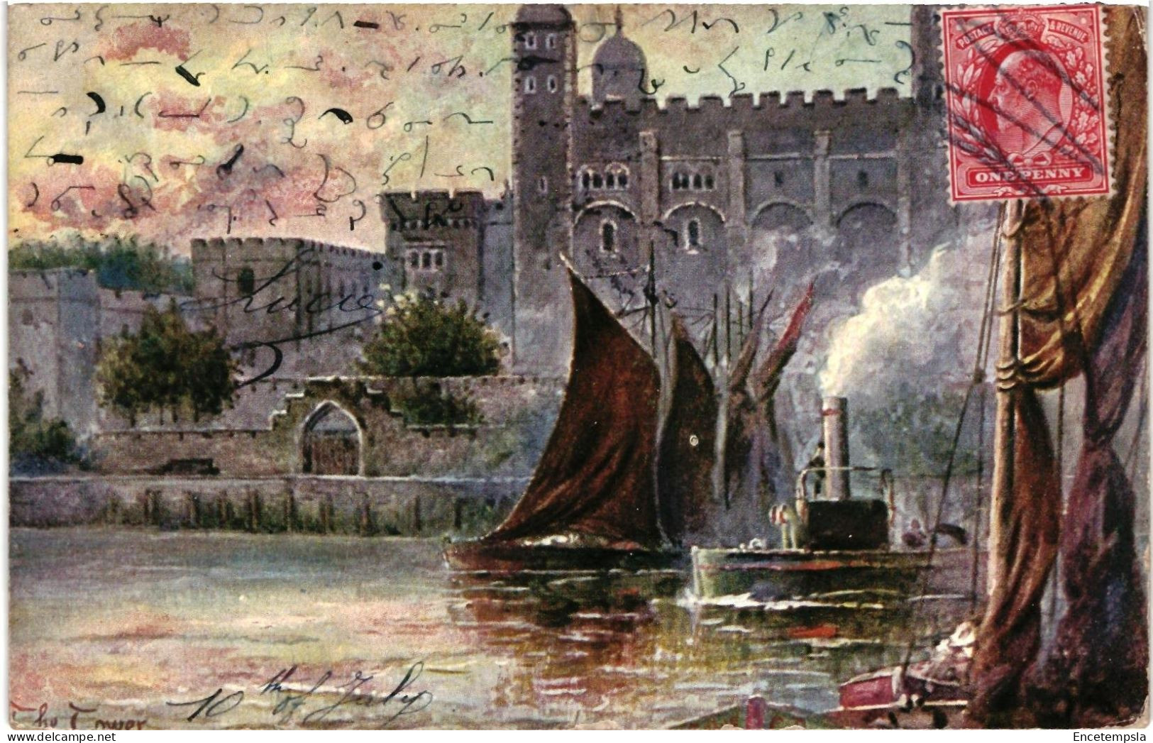 CPA  Carte Postale Royaume Uni Rochester château de Rochester au bord de la rivière Medway  1905 VM105744