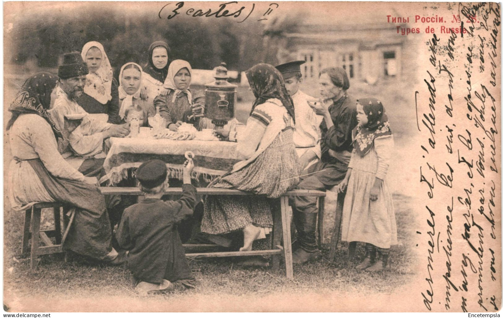 CPA Carte postale Russie Type de Russie Un rassemblement autour d'une table 1901 VM81823ok