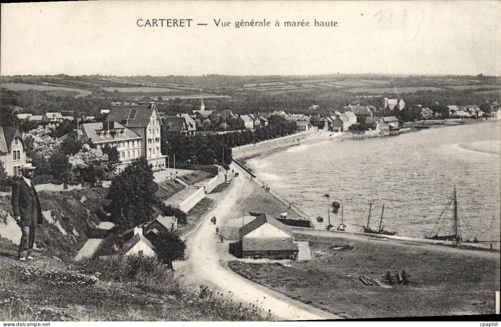 CPA Carteret Vue Generale A Maree Haute