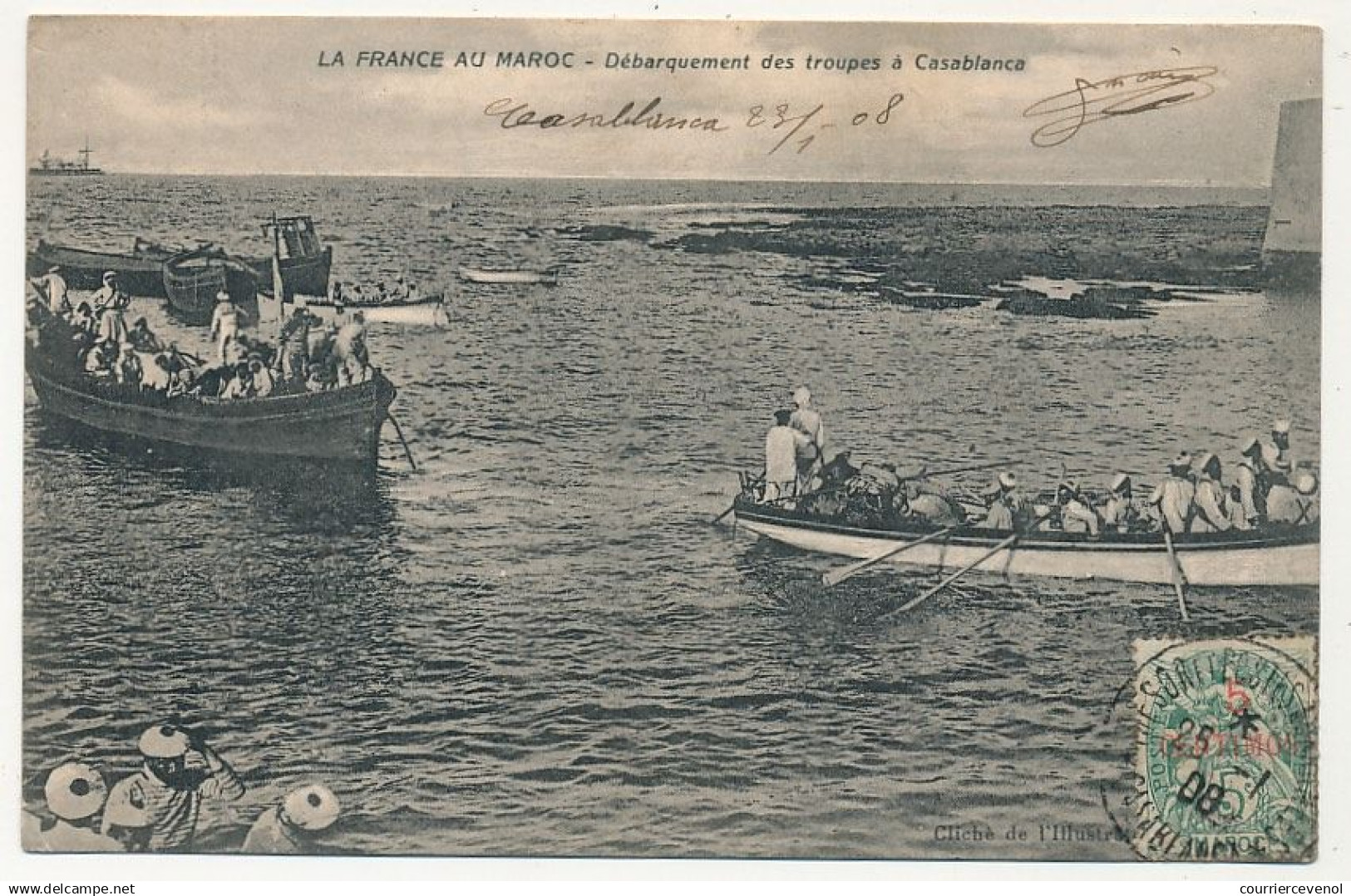 CPA - CASABLANCA (MAROC) - Débarquement des troupes à Casablanca