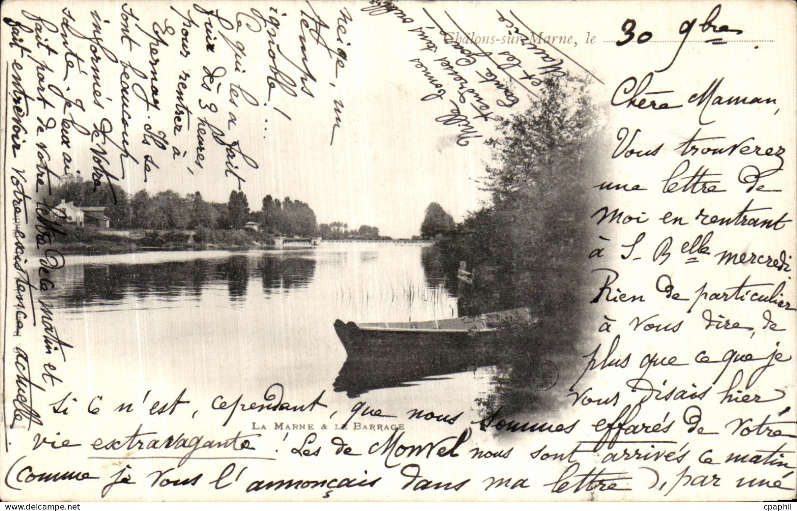 CPA Chalons Sur Marne La Marne et La Barrage