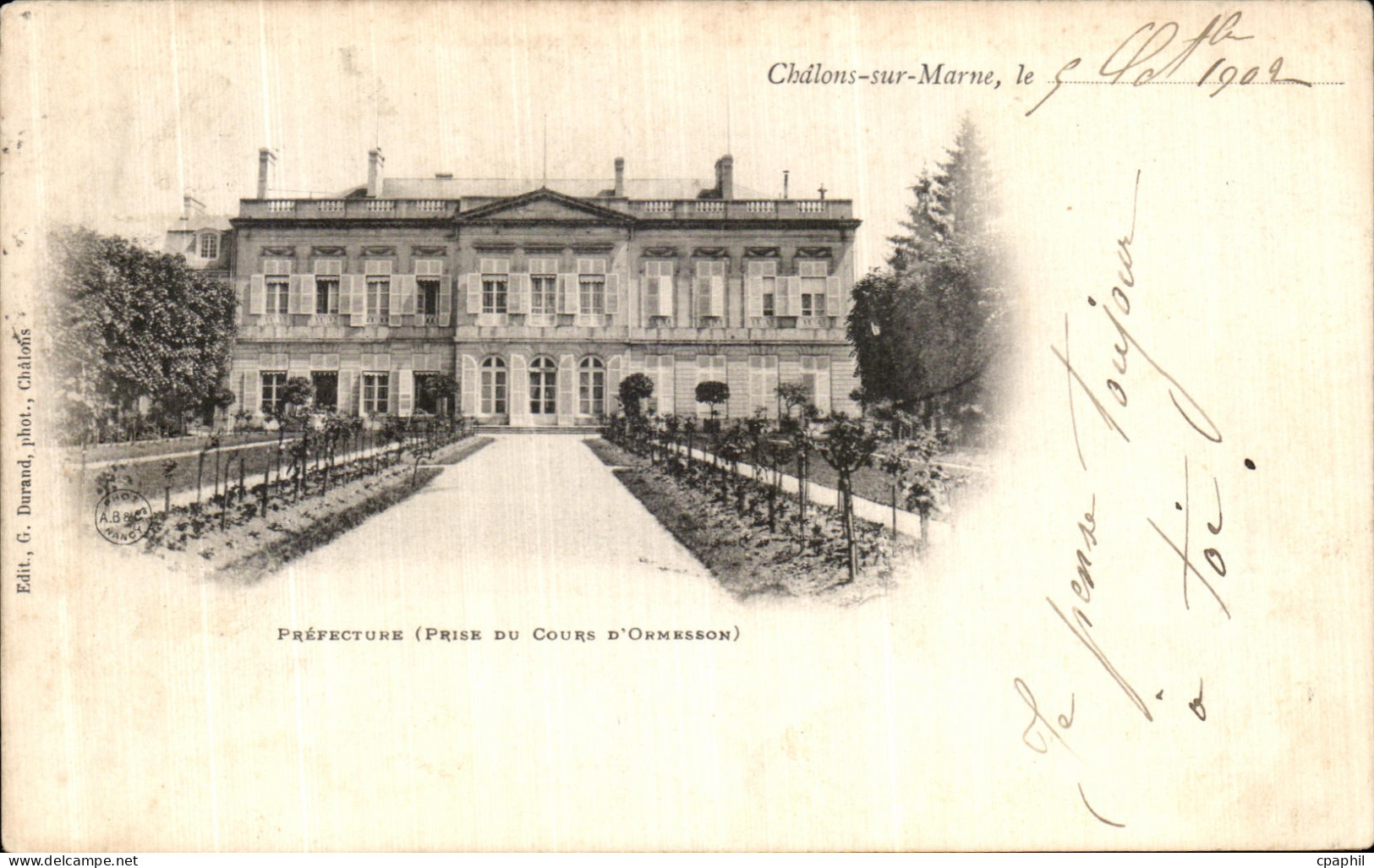 CPA Chalons Sur Marne La Prefecture Prise du cours d Ormesson
