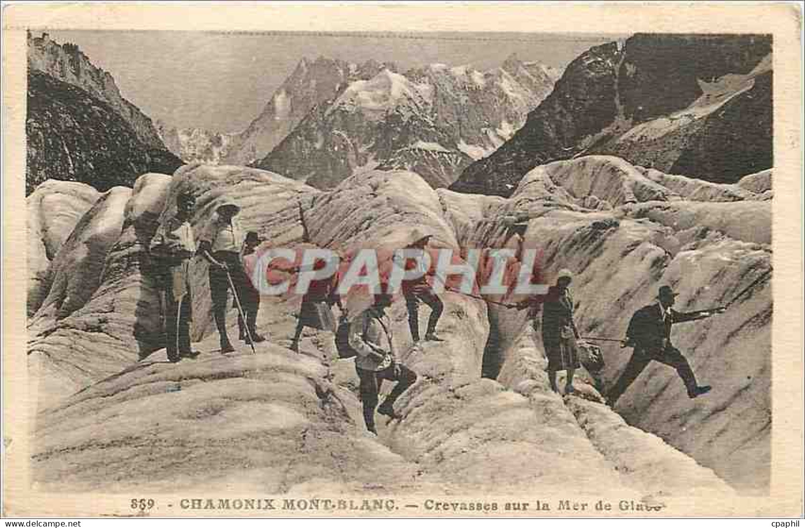 CPA Chamonix mont blanc crevasse sur la Mer de Glace Alpinisme
