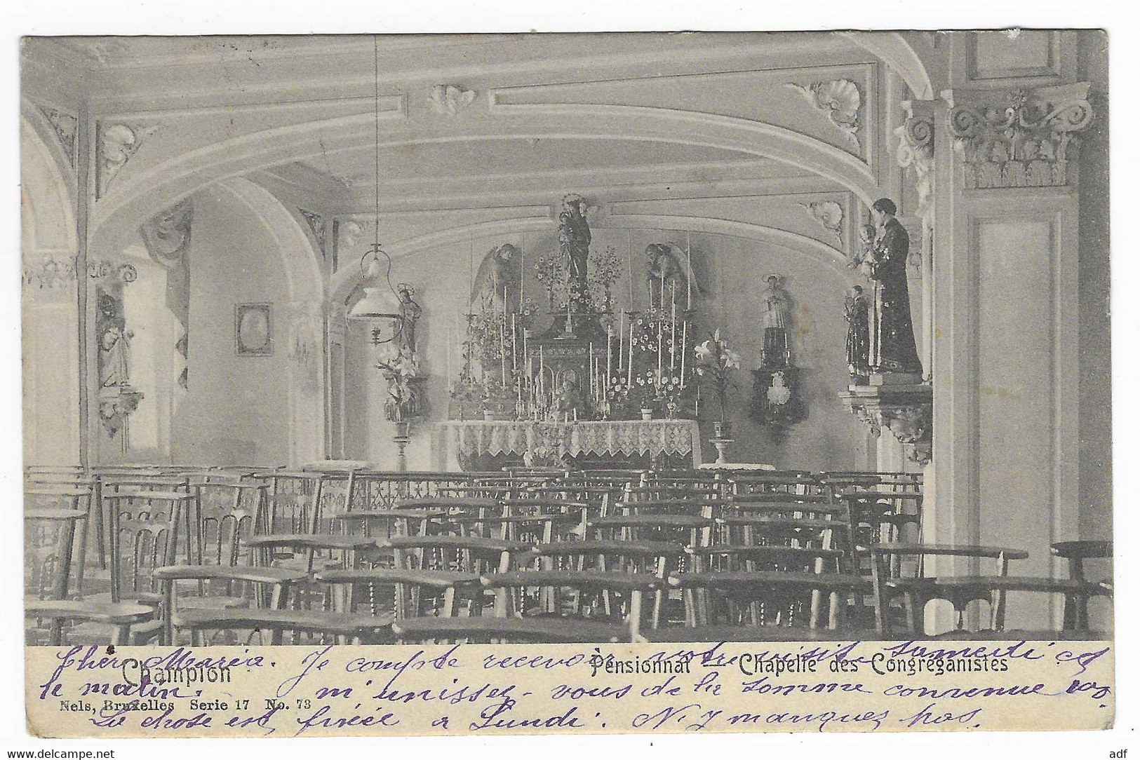 CPA CHAMPLON, PENSIONNAT, CHAPELLE DES CONGREGANISTES, TENNEVILLE, BELGIQUE