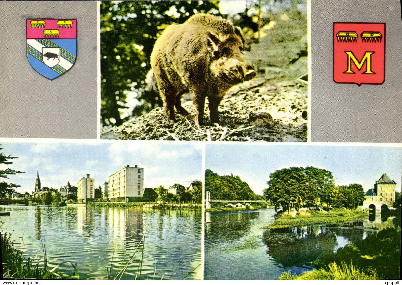 CPA Charleville Mezieres Ardennes Le Sanglier Mezieres Bords de Meuse Charleville Le Vieux Moulin et